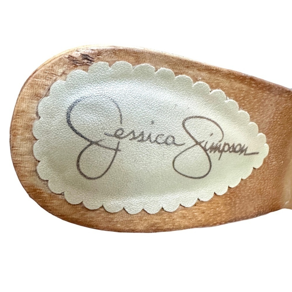 Jessica Simpson White Leather Knot Platform Wedge Sandals 8 - Picture 6 of 9
